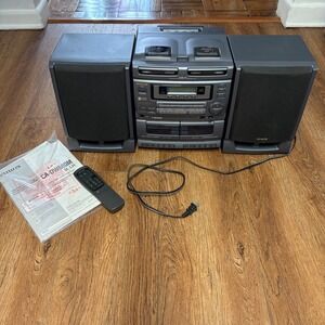 1997 Aiwa CA-DW680MU Twin CD Dual Cassette Boombox Radio Remote ALL TESTED WORKS